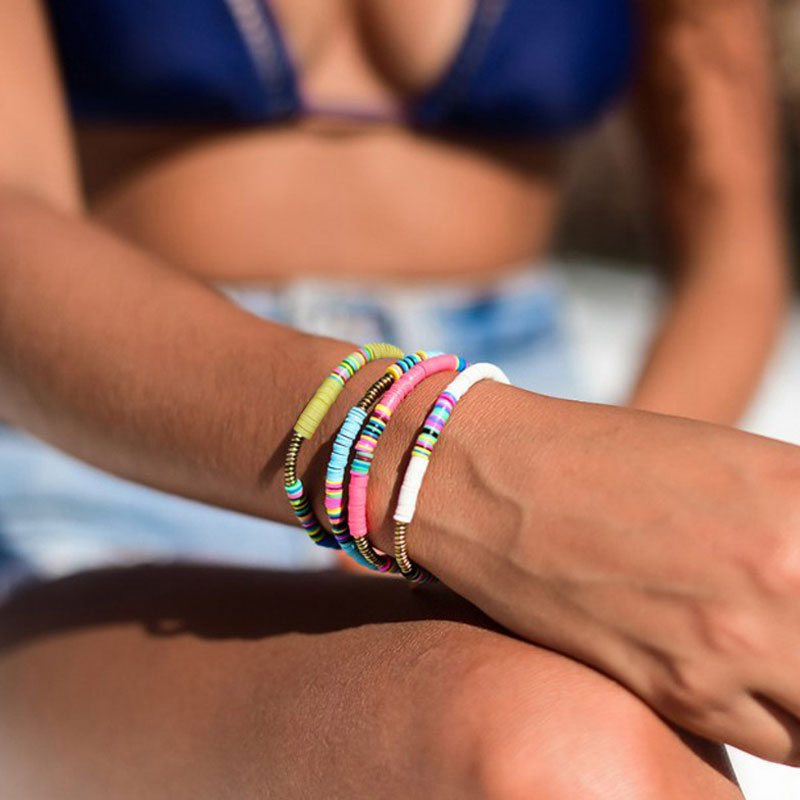 Mehrfarbiges Tribal Orbit Emaille Perlen Glänzendes Samenarmband Set