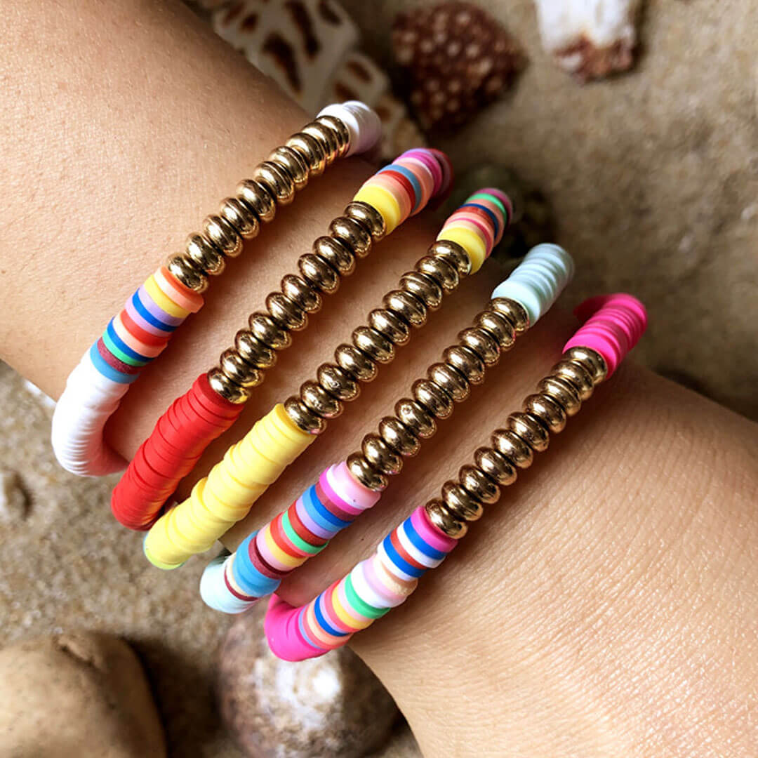 Mehrfarbiges Tribal Orbit Emaille Perlen Glänzendes Samenarmband Set