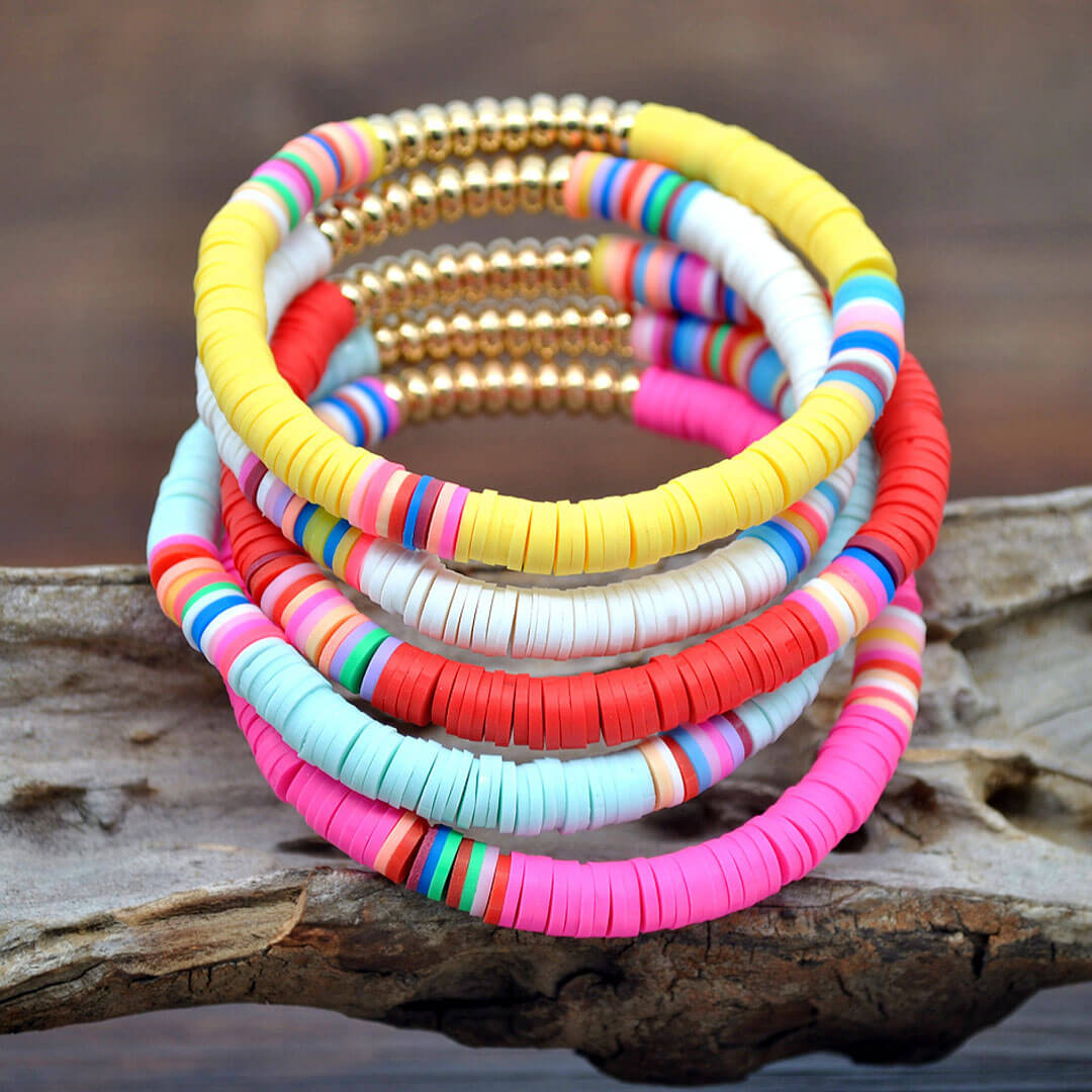 Mehrfarbiges Tribal Orbit Emaille Perlen Glänzendes Samenarmband Set