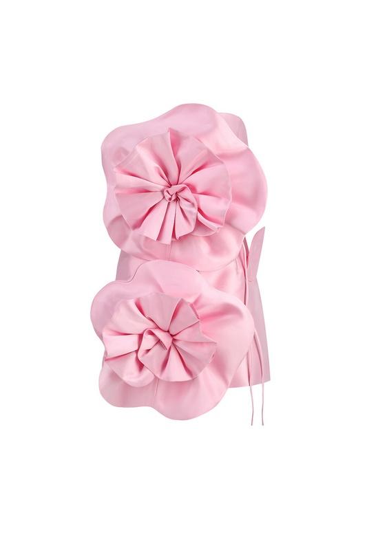 Trägerloses Satin-Minikleid