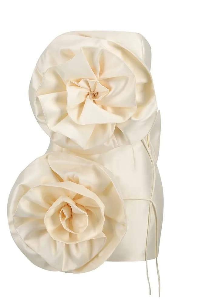 Trägerloses Satin-Minikleid