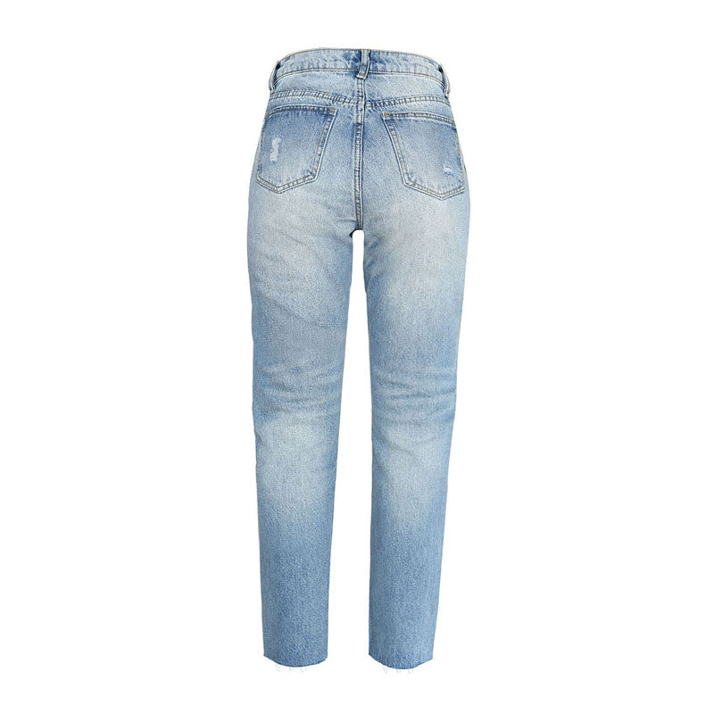 Vivid Cut – Ausgefranste Jeans Mit Geradem Bein İn Verblasstem Hellblau