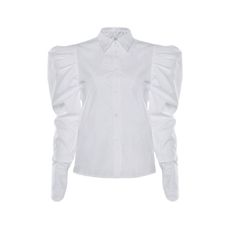 Vintage Weiße Rüschenbluse Mit Puffärmeln Und Knöpfen