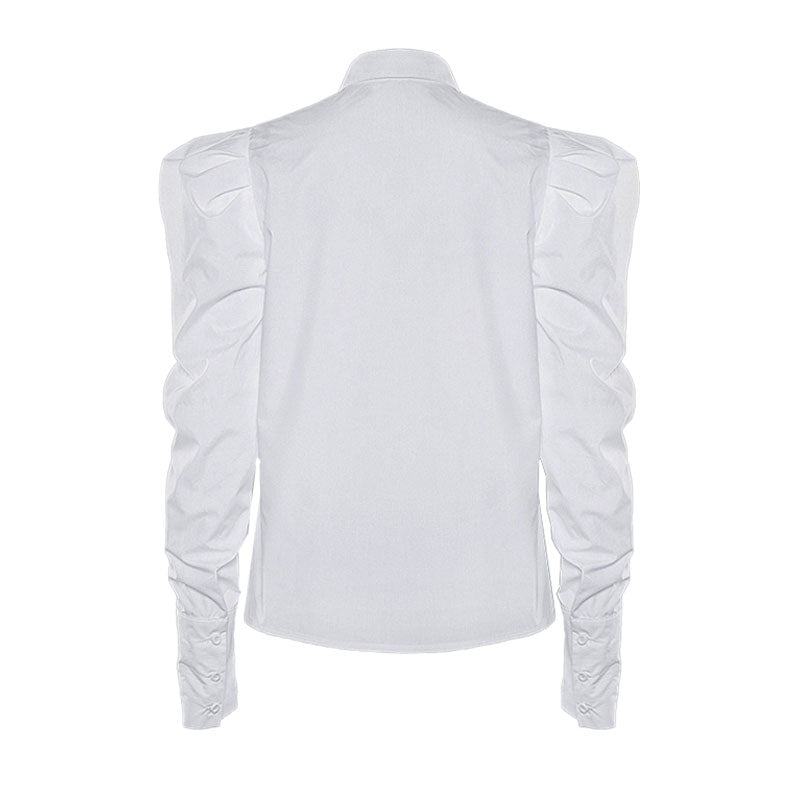 Vintage Weiße Rüschenbluse Mit Puffärmeln Und Knöpfen