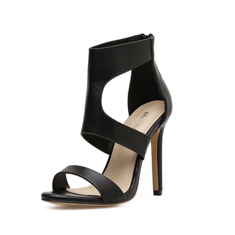 Schwarze Vintage-Sandalen Mit Offener Zehenpartie Und Cutout-Absatz