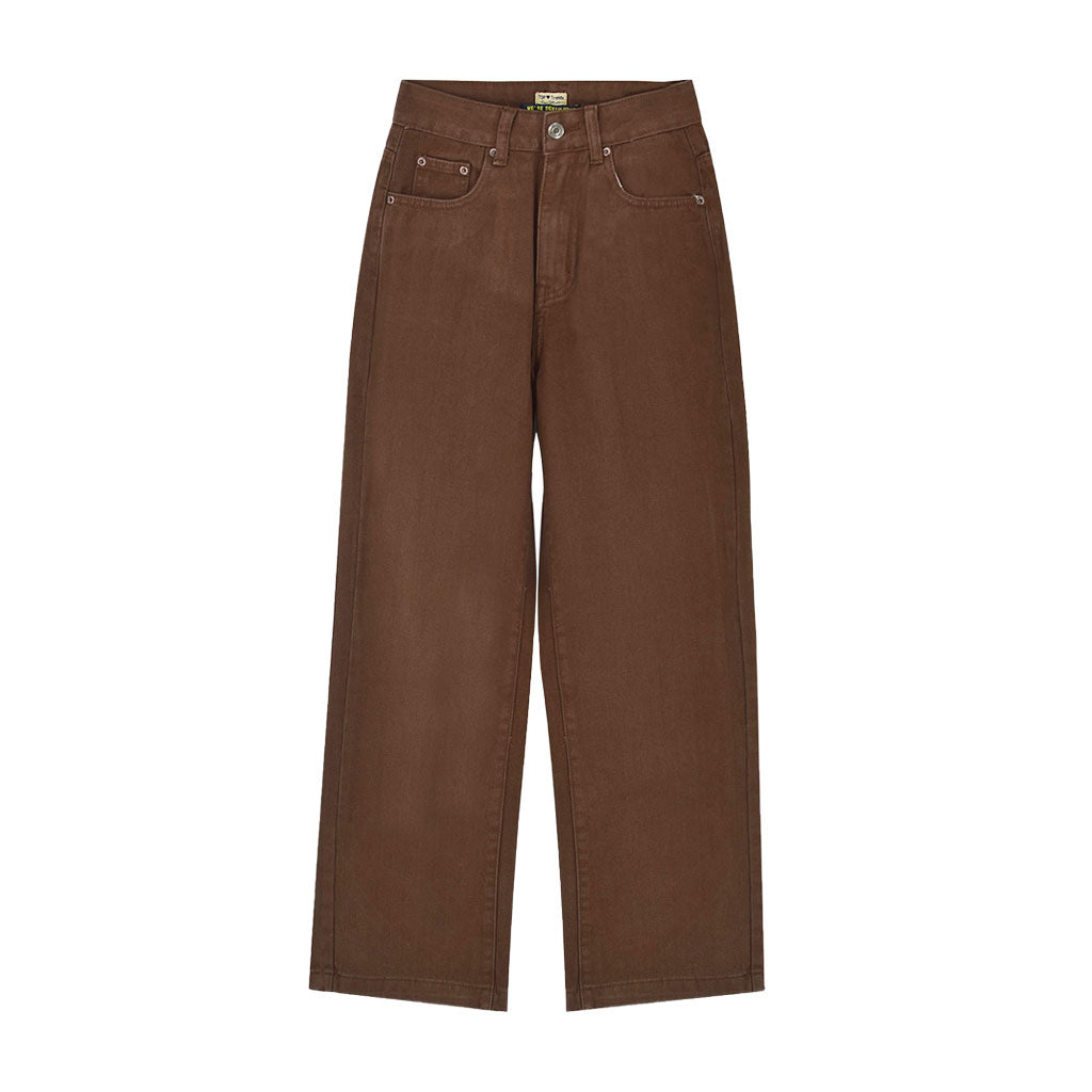 Retro 90Er High Waist Straight Leg Jeans - Schokoladenfarbe