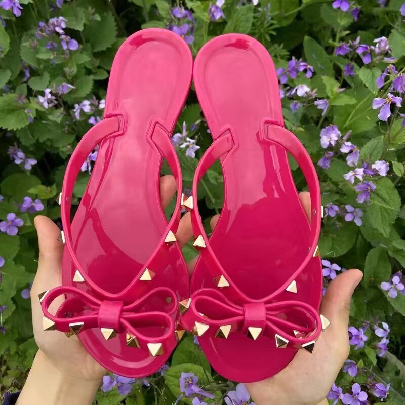 Slipper-Sandalen Aus Nylon Mit Knopfleiste Und Schleifendetail