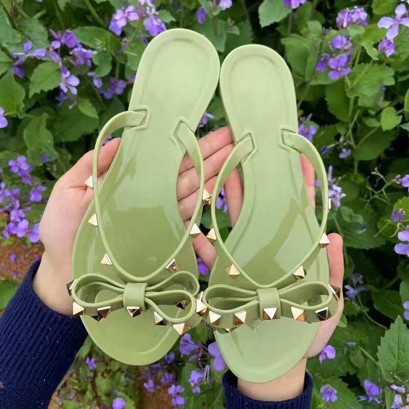 Slipper-Sandalen Aus Nylon Mit Knopfleiste Und Schleifendetail