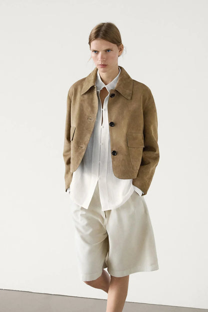 Wildlederjacke Mit Taschendetails
