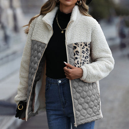 Stylische Design-Plüschjacke Mit Blockmuster