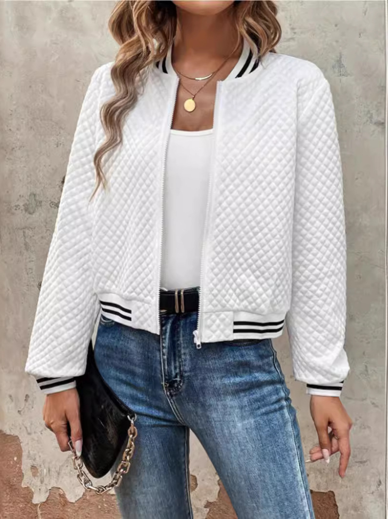 Bomberjacke Mit Leichtem Steppmuster Und Streifendetails