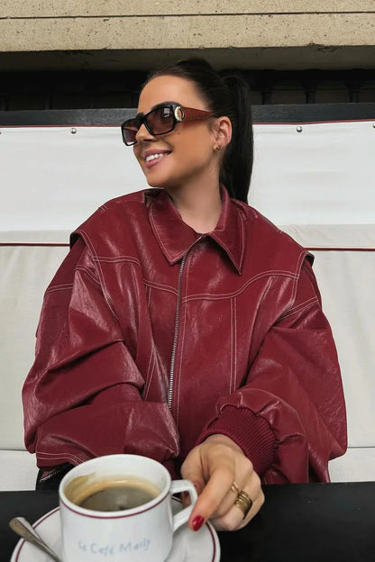 Lässige, Einfarbige Jacke Mit Reißverschluss İm Streetstyle