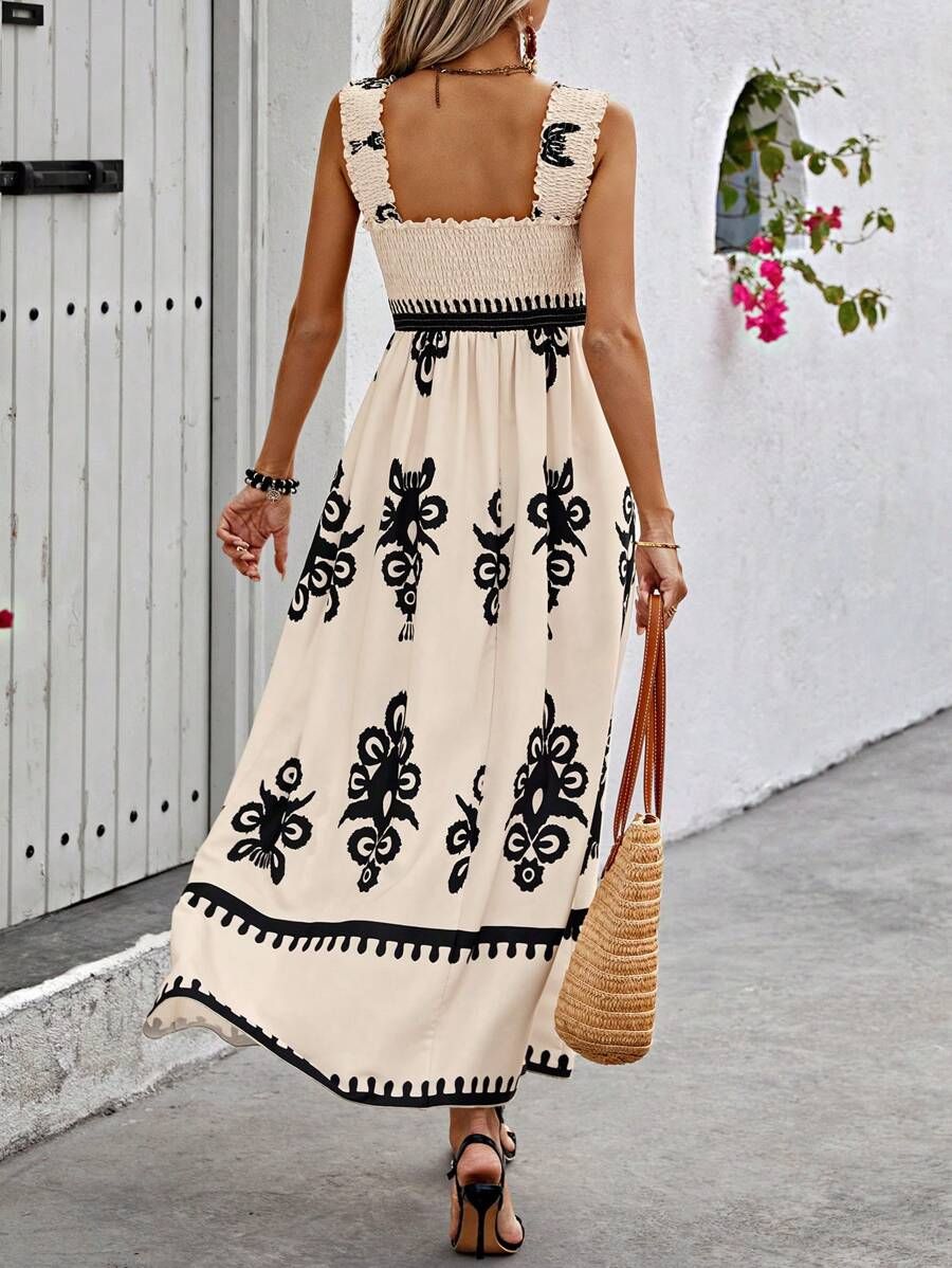Ärmelloses Gemustertes Maxikleid