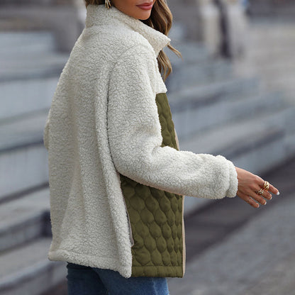Stylische Design-Plüschjacke Mit Blockmuster