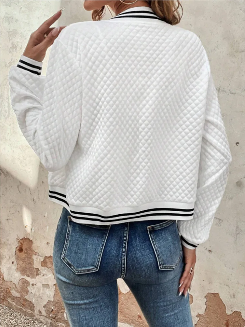 Bomberjacke Mit Leichtem Steppmuster Und Streifendetails