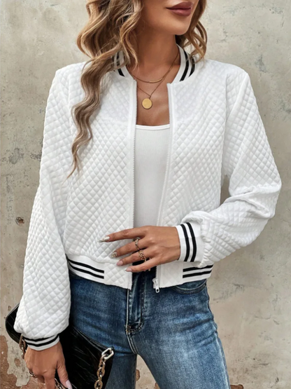 Bomberjacke Mit Leichtem Steppmuster Und Streifendetails