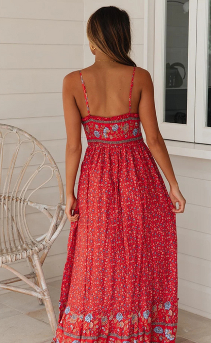 Trägerkleid İm Bohemian-Stil Mit V-Ausschnitt