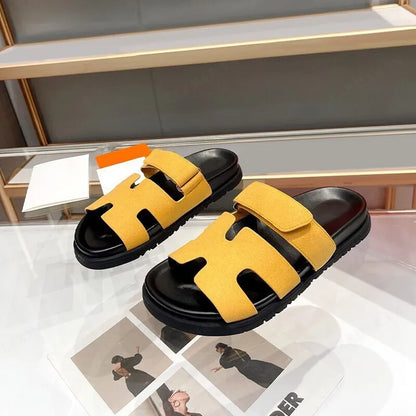 Bequeme Sommer-Hausschuhe İm Römerstil Mit H-Form Und Klettverschluss