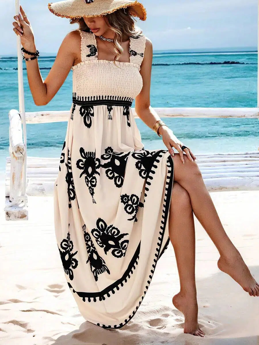 Ärmelloses Gemustertes Maxikleid