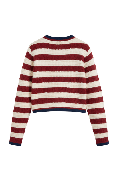 Gestreifte, Gemusterte Strickjacke