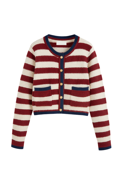 Gestreifte, Gemusterte Strickjacke