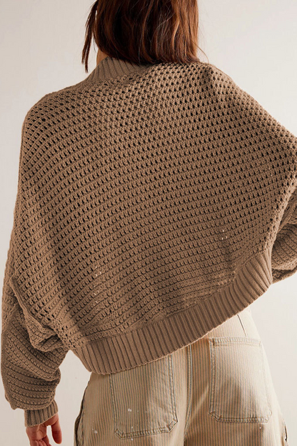 Lässiger, Bequemer, Einfarbiger, Gewebter Cardigan