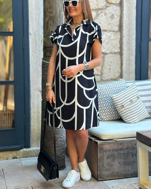 Gemustertes Midikleid Mit Hemdkragen