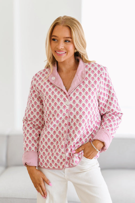 Rosa Elegante Jacke Mit Klassischem Kragen