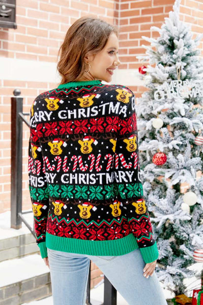 Weihnachtspullover Mit Rentier-Muster Und Cartoon-Muster