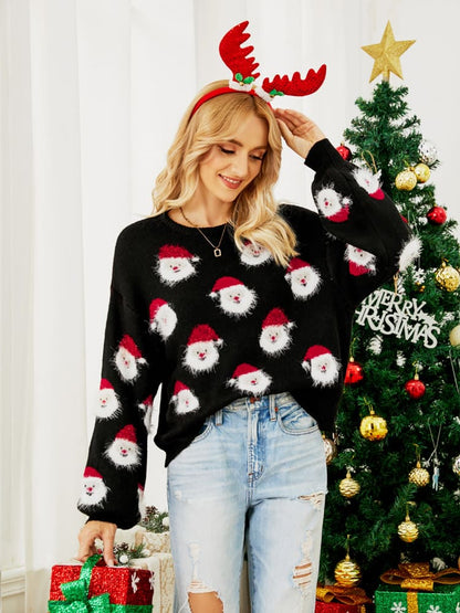 Strickpullover Mit Weihnachtsmann-Design