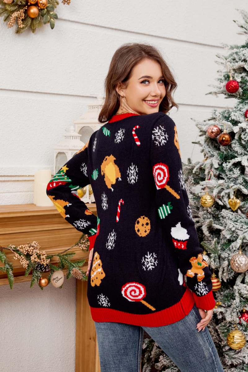 Rundhalspullover Mit Weihnachtsbaummuster