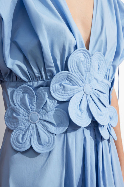 Maxikleid Mit V-Ausschnitt Und Blumenapplikation