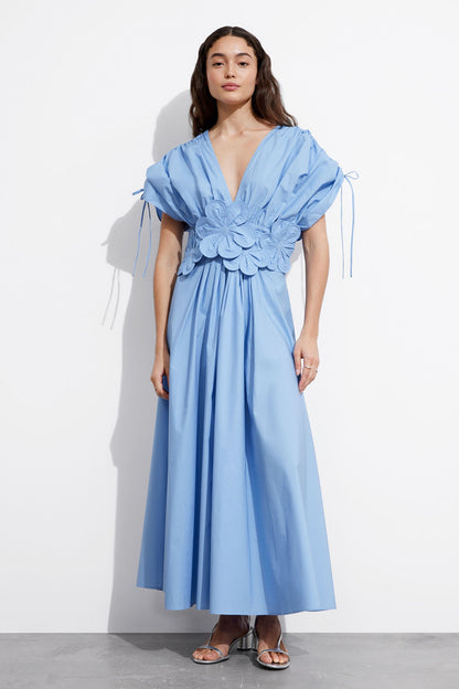 Maxikleid Mit V-Ausschnitt Und Blumenapplikation