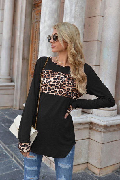 Langarmpullover Mit Rundhalsausschnitt Und Leopardenmuster