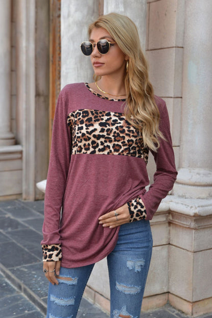 Langarmpullover Mit Rundhalsausschnitt Und Leopardenmuster
