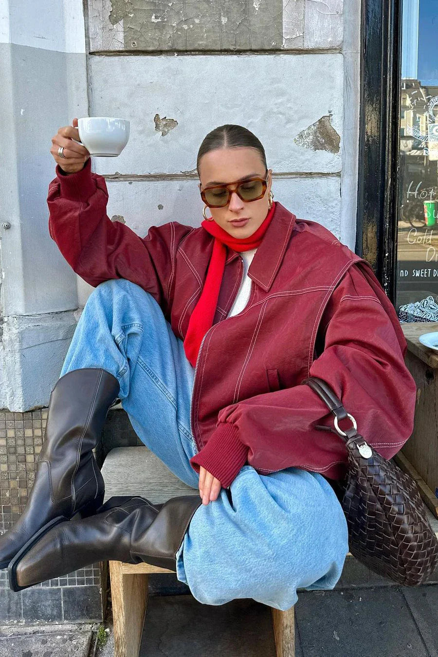 Lässige, Einfarbige Jacke Mit Reißverschluss İm Streetstyle