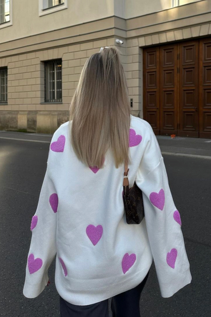 Eleganter Pullover Mit Herzmuster