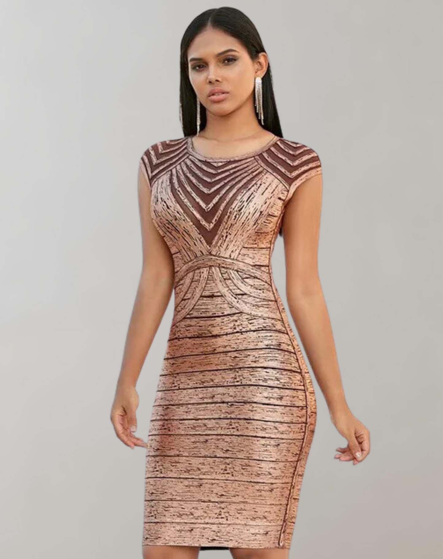 Stilvolles Gemustertes, Figurbetontes Kleid