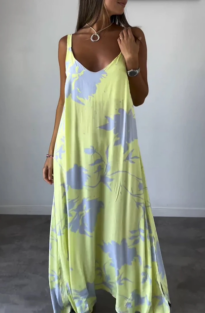 Gemustertes Maxikleid Mit Tief Ausgeschnittenen Trägern