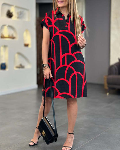 Gemustertes Midikleid Mit Hemdkragen