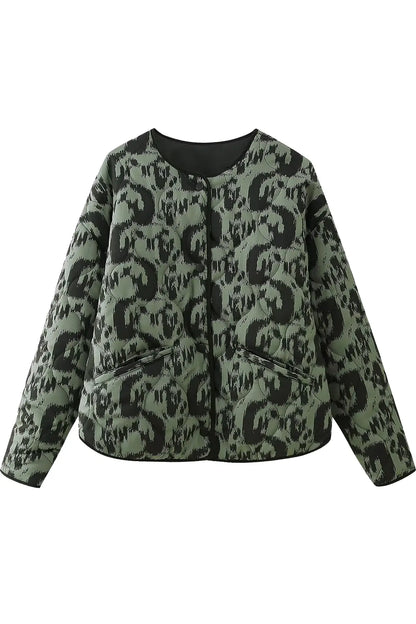 Französische Steppjacke Aus Baumwolle Mit Blumenmuster