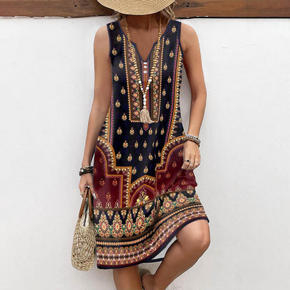 Minikleid İm Bohème-Stil Mit V-Ausschnitt