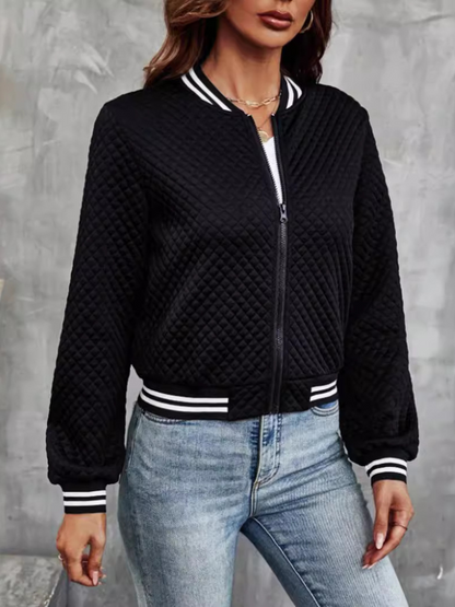 Bomberjacke Mit Leichtem Steppmuster Und Streifendetails