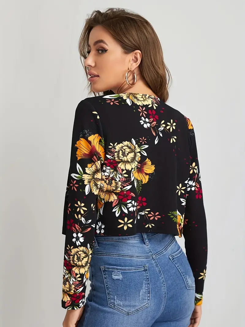 Stilvolle Jacke Mit Blumenmuster