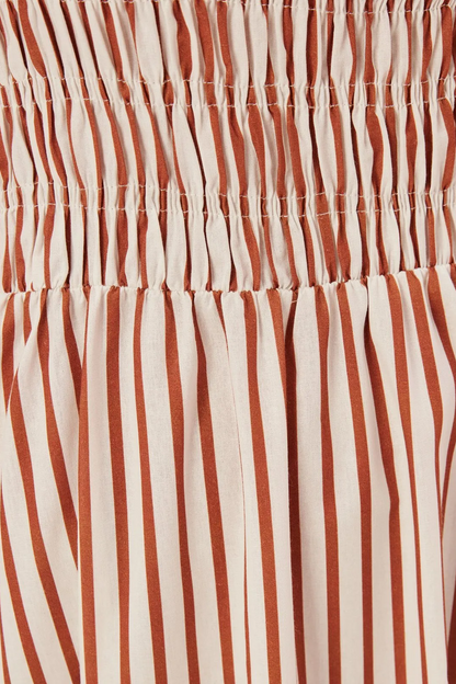 Gestreiftes, Gesmoktes Schlauch-Maxikleid
