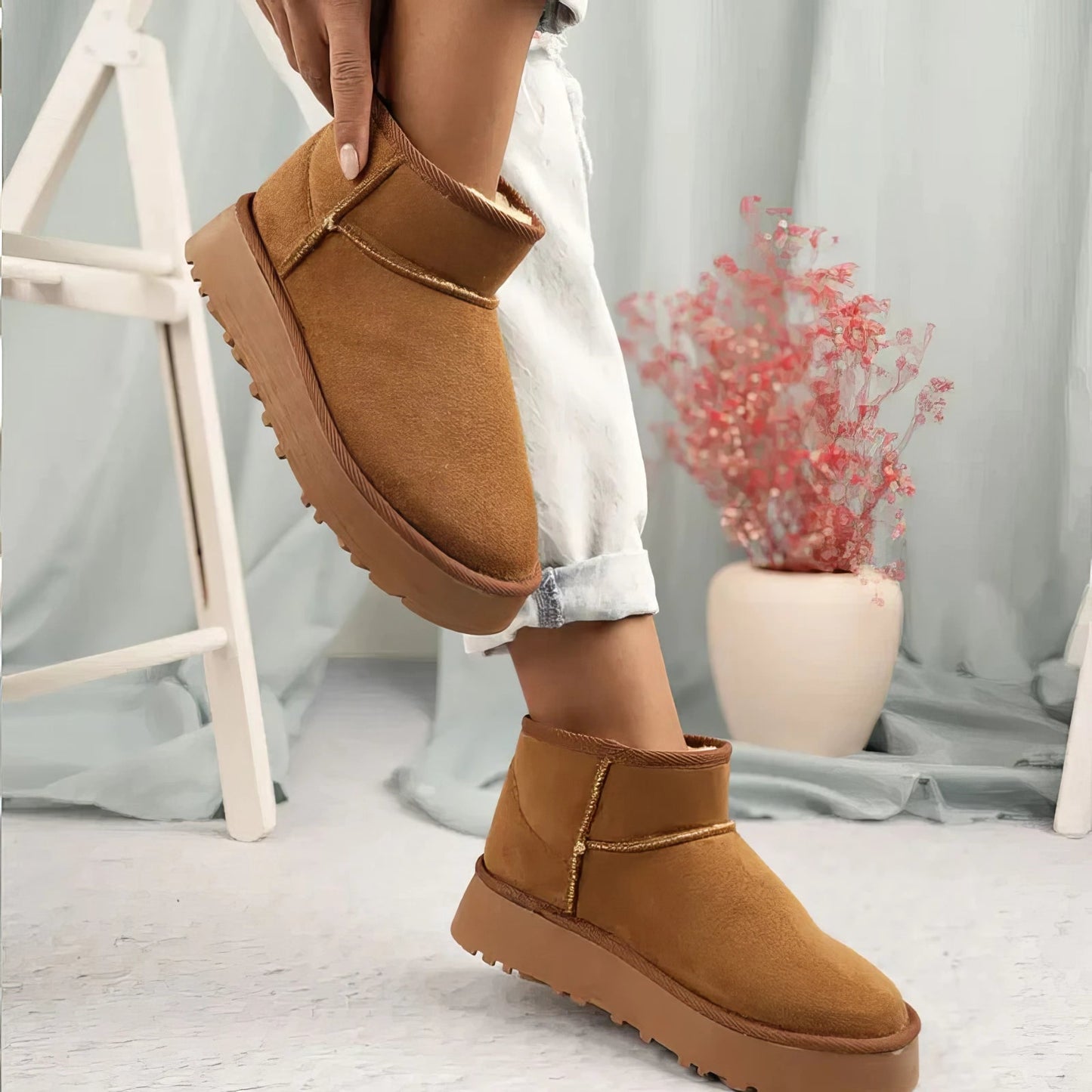 Pelzige Winterstiefel Für Damen