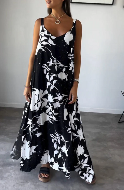 Gemustertes Maxikleid Mit Tief Ausgeschnittenen Trägern