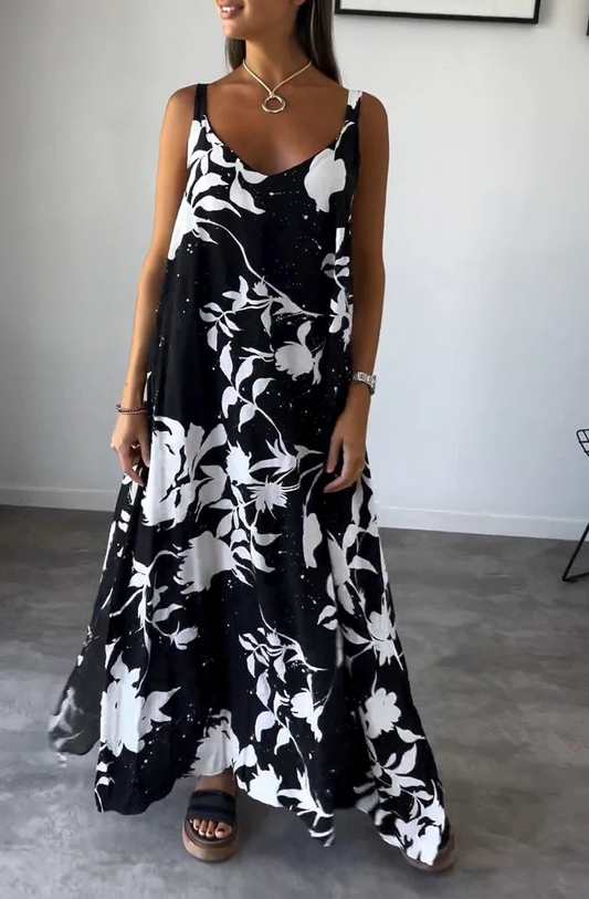 Gemustertes Maxikleid Mit Tief Ausgeschnittenen Trägern