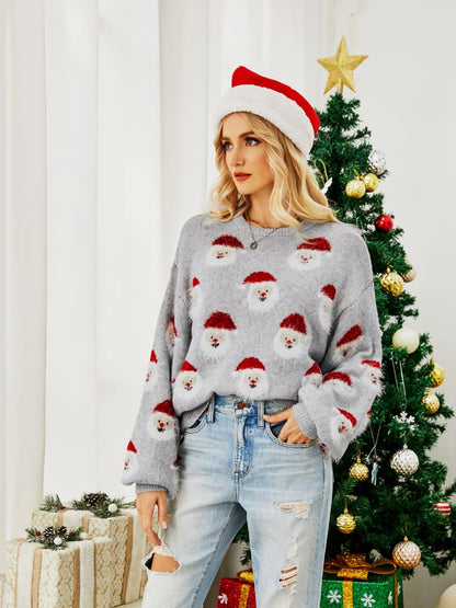 Strickpullover Mit Weihnachtsmann-Design