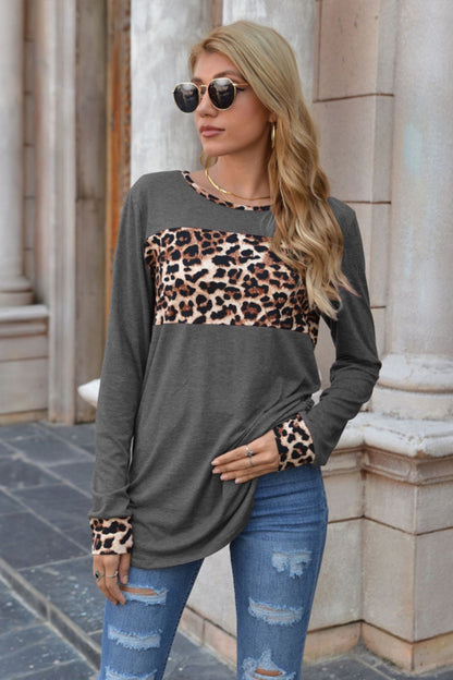 Langarmpullover Mit Rundhalsausschnitt Und Leopardenmuster